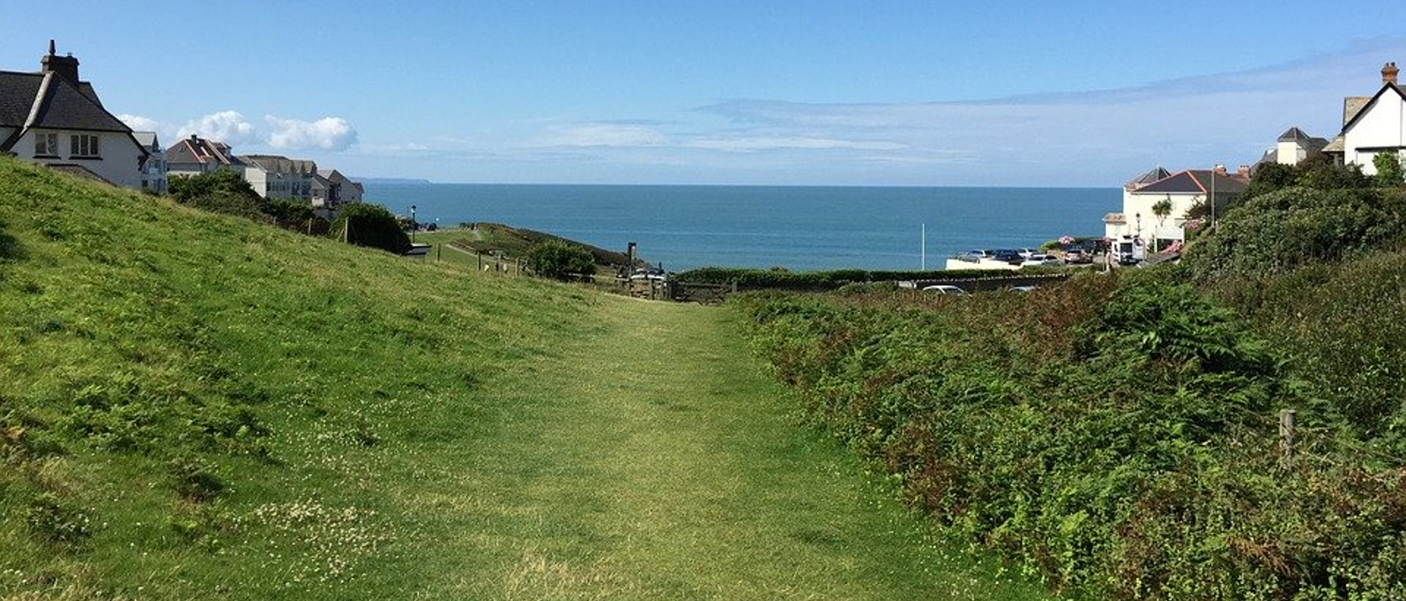 Blue sky above Devon's coast